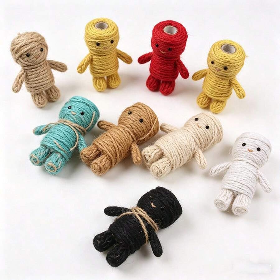 彩色亚麻绳DIY手工编织壁挂流苏装饰！红、橙、黄、绿、白多色纱线流苏，超简易手工包装！彩色DIY亚麻绳经久耐用，耐磨损，适合家居装饰和创意手工艺品制作。 - 玫紅色1pcs - 查看 1