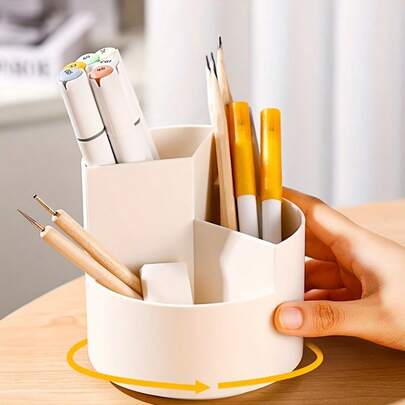 1 Giá đựng đồ xoay 360° dung tích lớn | Giá đựng bút đa năng bằng nhựa, thích hợp đựng văn phòng phẩm và phụ kiện mỹ phẩm, dụng cụ sắp xếp bàn làm việc văn phòng, quà Giáng sinh lý tưởng, dụng cụ sắp xếp bàn làm việc và ngăn kéo tại nhà
