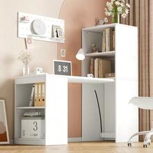 Multifunctional Folding Table Measuring 130x51x137cm That Combines A Desk And Cabinet In One Design, Four Storage Compartments For Efficient Organization, High Load Capacity, White Color. - 白色 - 查看 3