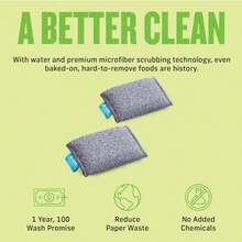 2-Pack Non-Scratch Scrubbing Pads Microfiber Scrubber And Dish Sponge Ideal For A Streak-Free Clean Grill Cast Iron And Dishes Washable And Reusable 100 Wash Promise - 灰色 2 件裝 - 查看 5