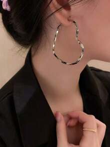 Pair Fashion Heart Shaped Twist Design Earrings, Elegant Casual Style For Women Valentines,Mom,Mother,Mother's Day,Gift - 金子 - 查看 5