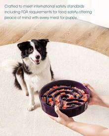 Vancasso Slow Feeder Dog Bowl, 1.5 Cup Ceramic Slow Feeding Food Dish For Small And Medium Breed, Puzzle Dog Food Bowl For Fast Eater, Blue - 深紫色 - 查看 6