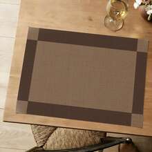 1/2/4/6/8/300pcs Luxury Placemat Set, Featuring Minimalist High-End Brown Plaid Design, Available In Multiple Patterns. Made Of 100% Polyester Fabric Using Digital Printing Technology, Machine Washable, Heat-Resistant, Waterproof And Easy To Clean, Suitable For Party Decoration, Coffee Tables, Dining Tables And Indoor Decor Accessories, Restaurants And Company Gatherings. - Multicolor - View 3