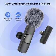 Microphone cravate sans fil, compatible avec iPhone et Android, microphone cravate à annulation de bruit pour une audio claire pour baladodiffusion, enregistrement vidéo, diffusion en direct, vlogging - Noir, 1 microphone - Voir 6