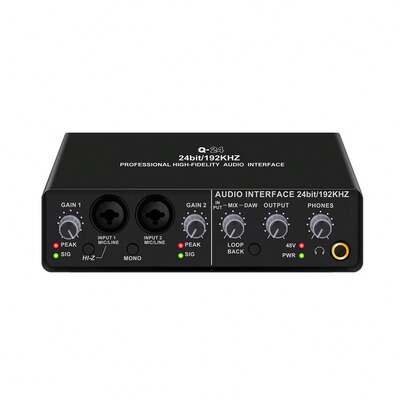 Giao diện âm thanh Q24, card âm thanh chuyên nghiệp với chức năng giám sát, thu âm guitar điện trực tiếp cho phòng thu, hát, micro, ca sĩ.