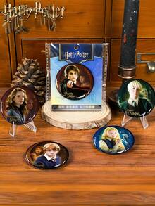Harry Potter 1Pc Fantasy Series Badges, Magic Wizard Characteristics Badges, Harry Ron Hermione Malfoy Luna Figures From Movie Metal Badge For Clothes, Bags Decorative Accessories, Office Worker, School Supplies, Fan Merch, Teens Halloween Christmas Gifts, Back To School [Officially Licensed] - View 2