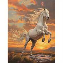 Uso artístico profesional 1 pieza de Caballo Blanco - 40.64X50.8 cm - Sin marco - Adecuado para principiantes Kit de pintura digital - Pintar por números - Set de arte hecho a mano - Pintura acrílica - Ideal para decoración de paredes del hogar y regalos - Marco no incluido - Sin marco - Ver 2