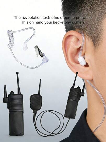 2件套（1个对讲机，1个耳机），塑料材质，服装对讲机，装备，角色扮演配件，耳塞，耳机，角色扮演道具，表演道具，服装道具，情侣表演道具，适用于户外服装派对主题、客厅服装道具、化妆拍摄道具以及日常穿搭。这是一款非常耐用、时尚、个性化的动漫卡通服装配饰（对讲机无实际用途，仅为塑料玩具）。