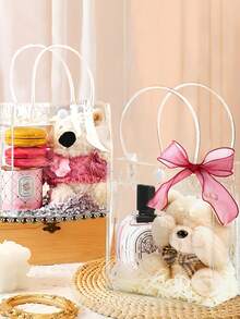 25 pezzi Sacchetti regalo in PVC trasparente con manici, adatti per la Festa della Mamma, matrimoni, feste di compleanno, confezioni regalo, concerti, eventi sportivi, attività festive, impermeabili, sacchetti regalo per festa di nascità, borse da shopping riutilizzabili, borse regalo per addio al nubilato, borse floreali, borse regalo per matrimoni di donne, borse trasparenti, sacchetti per omaggi - Trasparente - Visualizzare 9