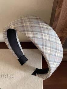 1pc Women's Fresh Plaid Headband, Fashionable Korean Style Wide-Brim Headpiece, Suitable For Daily Use Hair Band Hair Hoop,Summer,Holiday,Travel - Multicolor - View 7