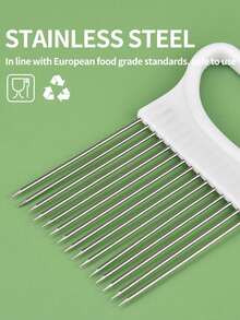 1pc Stainless Steel Onion Needle, Multifunction Onion Holder Slicer For Kitchen - Multicolor - View 6