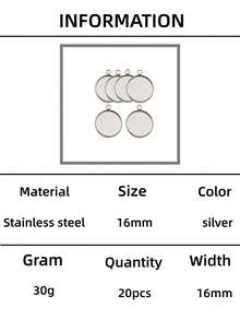 20 Pieces Of 8/10/12/14/16/18/20/25mm Stainless Steel Circular Tray Set, Cabochon Gemstone Tray Pendant Blank Base, Jewelry Making DIY Accessories - Silver - View 13