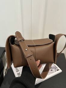 Mini Eaves Handbag Crossbody Bag, Grey Small Design Hobo Bag - Coffee - View 10