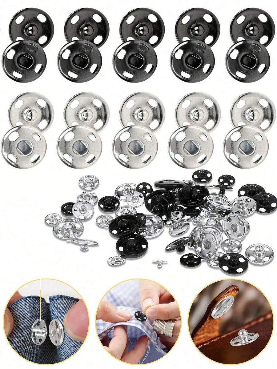 50 chiếc khuy bấm may 10mm, khuy bấm kim loại, thích hợp cho vest, áo khoác, quần jean, áo sơ mi, tự làm đồ thủ công, túi xách, ví, phụ kiện may vá, đồ thủ công mỹ nghệ, túi xách, quần áo. - đen - Xem 1