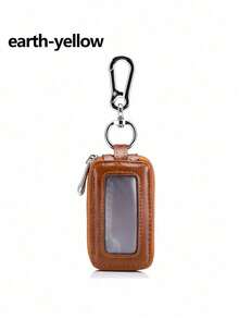 1pc Car Key Holder Zipper Pouch, Personalized Double-Layer Key Organizer Waist Hanging, Large Capacity Leather Zipper Car & Home Key Bag - A - View 13