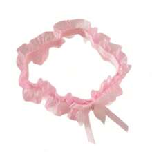 1pc Pink Lace Bow Garter Belt, Elastic Bridal Thigh Chain Wedding Accessory - Pink - View 5