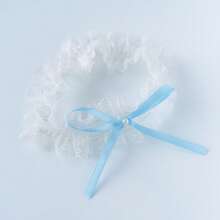 EVERDINAH 1PC Elegant White Lace Bridal Garter With Bowknot, Sexy Elastic Thigh Band, Something Blue Wedding Accessory For Bride Bridesmaid Bridal Shower Gift,Summer,Jewellery,Festival,Classy - White - View 5