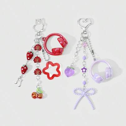 1 chiếc móc khóa hình thỏ hoạt hình dễ thương, thời trang, đa năng, màu đỏ/tím, giả ngọc trai, bông tuyết, lá 3D, nhựa acrylic, bóng, trong suốt, hình quả đào, ngôi sao rỗng, quả anh đào nhiều màu sắc, nơ hợp kim, nốt nhạc bạc, trái tim, móng vuốt, dây chuyền, móc khóa túi xách, thích hợp cho phụ nữ, bé gái, chị em gái, bạn bè, dùng hàng ngày, quà tặng ngày lễ.