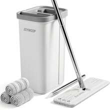 Sisi Home Textile Mop And Bucket With Wringer Set Hands Free Flat Floor Mop And Bucket 60" Mop With 3 Reusable Microfiber Pads Wet And Dry Use Floor Cleaning System - White - View 1