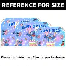 1pc Authorized Cute Stitch Candle Cake Birthday Party Decoration Background Cloth (82.7x59.1 Inches, 59.1x39.4 Inches, 39.4x29.5 Inches), Blue-Purple Stitch And Lilo, Angel Cake Candles, Christening Cake Table Birthday Party Wall Decor Background Cloth, Suitable For Photography Studio Venue Wall Decor Party Supplies - BJB - View 3