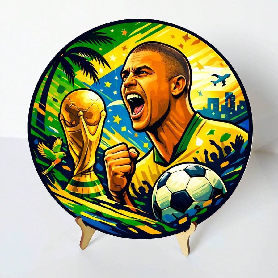 Round MDF Decorative Plaque 20cm Brazil World Cup + Stand - Copa11 - View 1