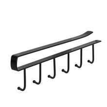 1pc White Black 6-Hook No Drill Multi-Function Hanging Rail Wardrobe Organizer Kitchen Storage Adhesive Hooks Rack Track Style Pot Rack Wall Mount Home Organization Solution Heavy Duty Adhesive Towel Bar Bathroom Bedroom Closet Hanger Display Rack - Multicolor - View 10