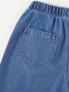 1pc Girls' Casual Loose Ripped Denim Shorts, Fashionable Versatile Outdoor Shorts For Summer - Medium Wash - View 7