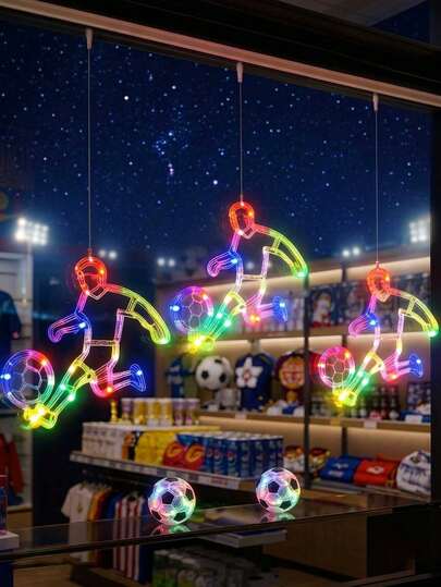 Bộ 3 đèn LED neon hình cầu thủ bóng đá, đèn treo cửa sổ hình silhouette cầu thủ bóng đá nhiều màu sắc, thích hợp cho World Cup, tiệc sinh nhật chủ đề thể thao, trang trí quán bar, trang trí phòng, trang trí ngày lễ, quà tặng cho người hâm mộ bóng đá, đèn cửa sổ chạy bằng pin.