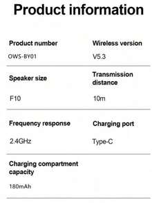 TWS 5.3 蓝牙耳机，无线耳塞式耳机，带耳挂，高清通话，适用于所有智能手机，180mAh 电池 - 查看 2
