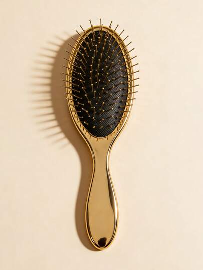 1pc Luxury Gold Electroplated Air Cushion Hair Brush, Anti-Static Scalp Massage Comb, Detangling Fluffy Hair Brush For Wet Dry Hair, Portable Styling Tool For Women