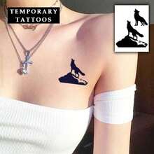 Hình xăm tạm thời AMIFANS hình sói tru, hình xăm bán vĩnh viễn, hình xăm giữ được 1-2 tuần, hình xăm lâu trôi, hình xăm nước ép, hình xăm chân thực, hình xăm lãng mạn, hình xăm giả, chống thấm nước, hình xăm trông như thật, hình xăm thiết kế độc đáo, hình xăm trái cây, hình xăm từ thực vật. - màu đen - Xem 1