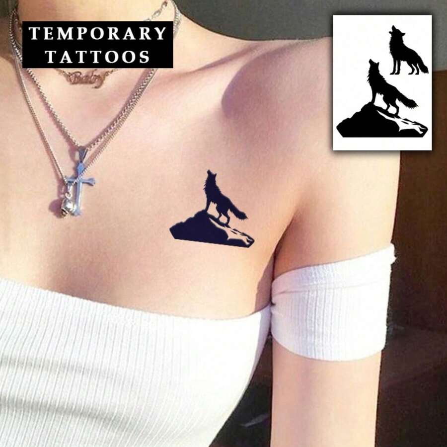 Hình xăm tạm thời AMIFANS hình sói tru, hình xăm bán vĩnh viễn, hình xăm giữ được 1-2 tuần, hình xăm lâu trôi, hình xăm nước ép, hình xăm chân thực, hình xăm lãng mạn, hình xăm giả, chống thấm nước, hình xăm trông như thật, hình xăm thiết kế độc đáo, hình xăm trái cây, hình xăm từ thực vật. - màu đen - Xem 1