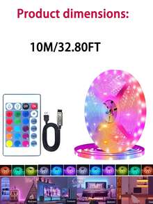3ft-100ft Bedroom LED Lights With 24-Key Remote Control, Adjustable Color & Brightness, Cuttable Length, Easy Installation, Suitable For Home Decor, Bedroom Ambiance Lighting, Fun Lights, Holiday Party Atmosphere - White - View 15