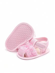 0-1 Year Old Baby Prewalker Shoes, Floral Trim Sandals - Pink - View 6