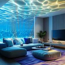 1 pieza Proyector de efecto de ondas alimentado por USB, proyector de cielo estrellado RGB LED con control remoto, 7 patrones de color, regulable, iluminación multicolor, sin necesidad de batería, adecuado para dormitorio, cine en casa, decoración de habitación, regalo de vacaciones, boda, camping - Multicolor - Ver 3