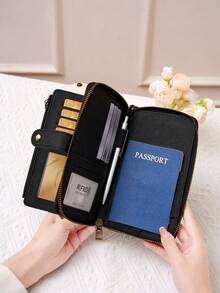 Ví đựng thẻ CHARM INFINITE thời trang tối giản có khóa kéo, ví nữ chống RFID mới, ví dài nhiều lớp dung lượng lớn có khóa kéo và dây đeo cổ tay, ví đa năng đựng hộ chiếu, vé máy bay, thẻ tín dụng, tiền mặt, tiền xu, chìa khóa, ví đựng tiền xu siêu mỏng nhẹ dùng hàng ngày. - Nhiều màu - Xem 6