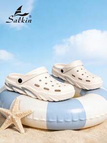 Salkin 新款夏季男士透气拖鞋 - 柔软舒适，轻便速干，后跟稳定带，简约设计，防滑EVA按摩缓震平底，适合日常通勤、休闲、户外、海滩等场合。 - 米色 - 查看 9