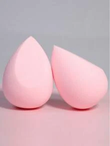 2 piezas Esponjas de maquillaje en forma de lágrima y anguladas, aptas para todo tipo de piel, sin látex, esponjas multifuncionales para mezclar líquidos, cremas y polvos, sin rayas, aplicación suave, diseño minimalista, portátil, rentable, adecuado como regalo de Navidad, cosméticos, herramientas de maquillaje, regalo favorito asequible, regalo para mujeres, regalo de Navidad, obsequio, viaje, artículo barato, artículo esencial para viajes - Rosa Pálido - Ver 2