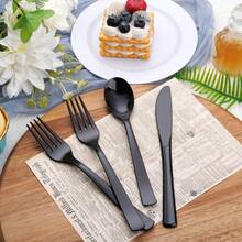 100/50pcs Black Plastic Cutlery Set, Includes Baking Spoons, Baking Pastry Forks, Salad, Pasta, Ice Cream, Appetizer Utensils, Party Table Decor, Cold And Hot Food Catering Utensils, Perfect For Wedding, Luncheon, Family Gathering, Engagement Party, BBQ, Dinner, Reunion, Birthday, Holiday, Retirement Celebration, Outdoor Picnic, Buffet, Catering, Etc. - View 2