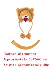 3-Piece Or 4-Piece Lion Costume Set, Unisex, Includes Headpiece, Bow Tie, Tail And Gloves, Suitable For Performance Props Halloween - Multicolor - View 12