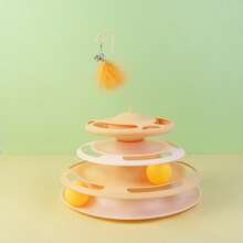 1pc Cat Turntable Toy, Rolling Track Cat Hunting Toy, Interactive Cat Entertainment Toy To Relieve Anxiety - Multicolor - View 13