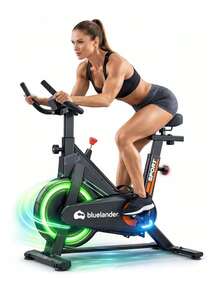 Bicicleta Estática con Volante de Inercia, Resistencia Ajustable y Soporte para Celular/Bicicleta Fija Spinning (Peso del Volante de Inercia 4 Kg), Soporta hasta 100 kg, Ajuste de 5 Niveles en Asiento y 5 en Manubrio, Pedales con Correas; Ideal para Rutina de Cardio. Bluelander - Negro - Ver 7