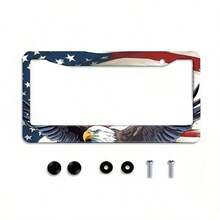 Easypie Selection American Flag And Eagle 2pcs License Plate Frame - Premium ABS Material, Windproof & Rainproof, Fits All Vehicle Models - A - View 8
