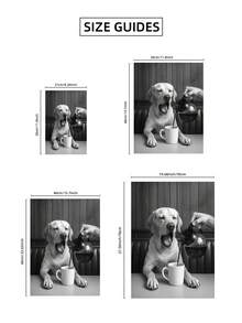 1件復古Pup & Perk牆面藝術單色咖啡獵犬照片，附「Stay Pawsitive」語錄與銀鹽膠質紋理，紋理畫廊紙，適合咖啡店角落/海灘別墅廚房/畢業裝飾，送給她的完美禮物與咖啡師派對裝飾 - 黑與白 - 查看 10