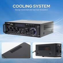 Bộ khuếch đại âm thanh không dây 5.0, amply công suất 2.0 kênh HiFi Stereo với USB, SD, AUX, điều khiển từ xa, ăng ten FM dành cho xe hơi, gia đình, loa thanh, tiệc tùng, phích cắm EU. - Phích cắm loại C của EU (220-240V) - Xem 8