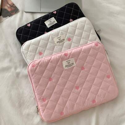 Túi đựng laptop, thêu hình trái tim, ngăn đựng máy tính bảng 10/11 inch, túi bên trong đựng laptop 13/14 inch, 15/15.6 inch.