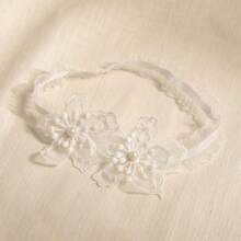 1pc Lace Flower Elastic Garter, Bridal Wedding Thigh Chain Accessory - White - View 6