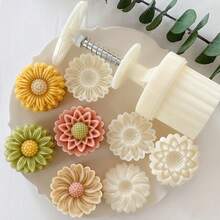 6/4/2pcs Set Of Chrysanthemum Rose Mooncake Molds, Hand Pressed, Non-Stick, Mung Bean Ice Cream, Cartoon Models, Baking Pastry Molds, Kitchen Tools - Multicolor - View 13