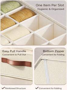 A Stylish, Multi-Functional Underwear Organizer Featuring 20 Compartments And A Leather Handle For Quick And Easy Access. Equipped With Multiple Independent Dividers, It Offers Comprehensive Dust Protection And Is Fully Washable. Constructed With A - A - View 9