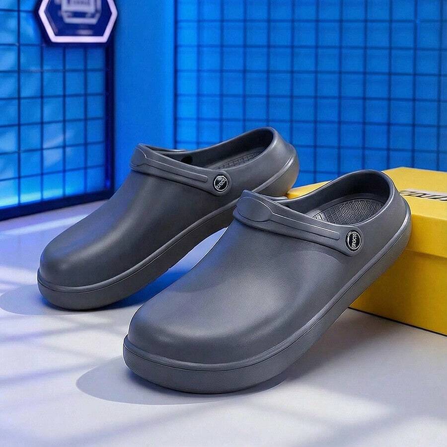 Men's Summer New Minimalist Comfortable Sandals, Fashionable Fit Versatile Clogs For Outdoor Wear - Grey - View 1